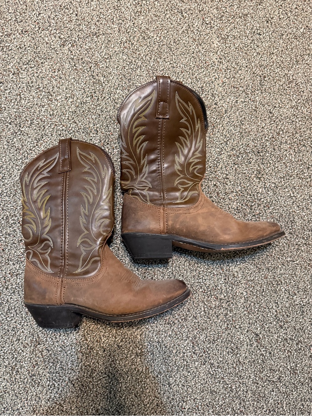 Two-Tone Brown Western Ankle Boots